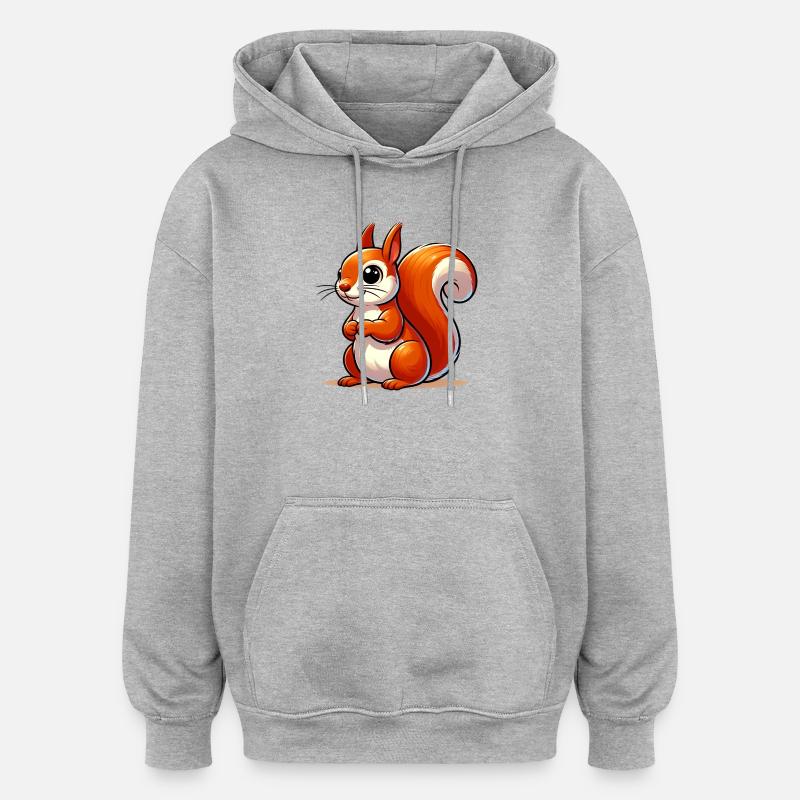 Écureuil - Sweat à capuche oversize unisexe - gris chiné