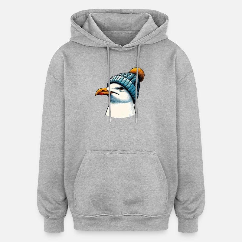 Mouette - Sweat à capuche oversize unisexe - gris chiné