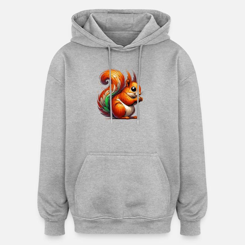 Écureuil - Sweat à capuche oversize unisexe - gris chiné