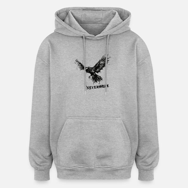 Plus jamais - Sweat à capuche oversize unisexe - gris chiné