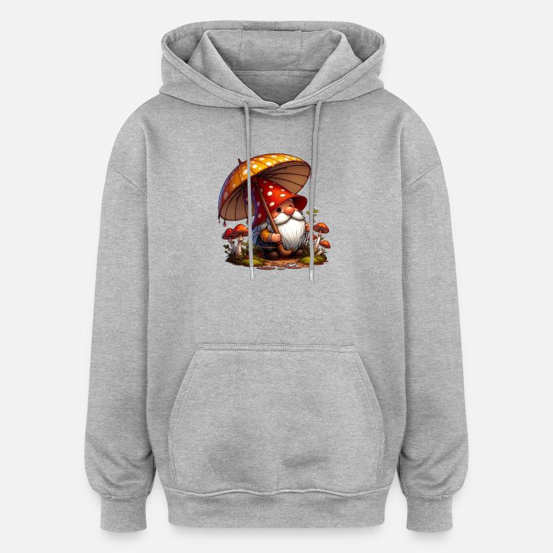 Gnome - Sweat à capuche oversize unisexe - gris chiné