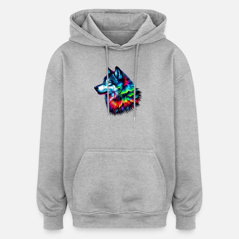 Loup - Sweat à capuche oversize unisexe - gris chiné