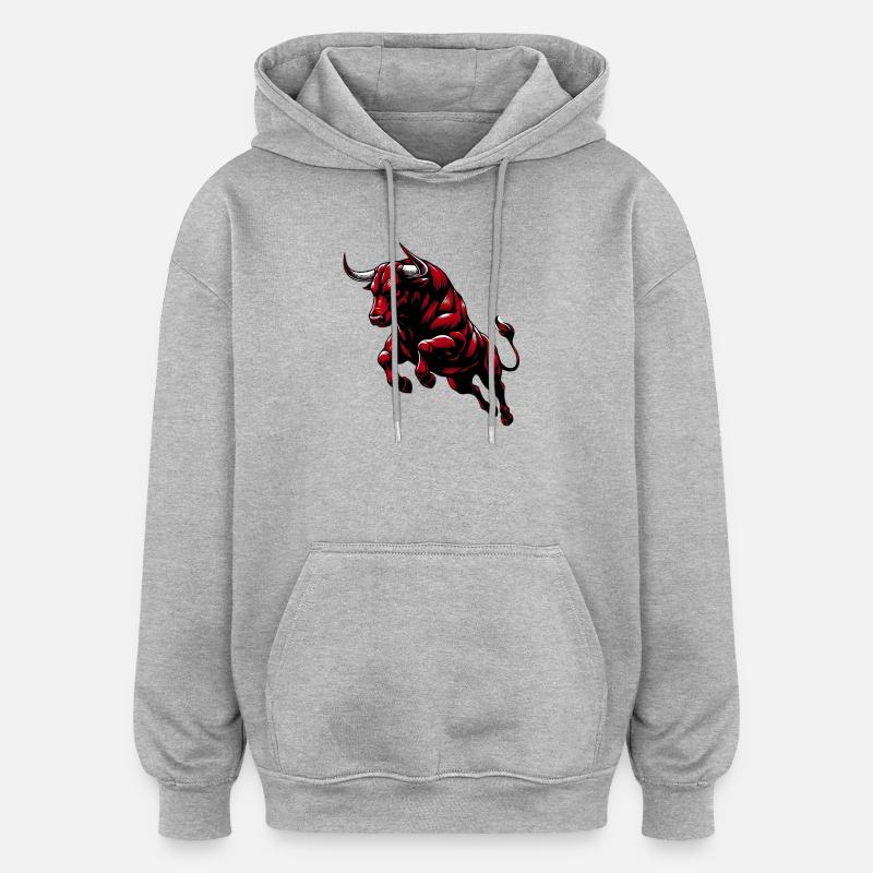 Taureau - Sweat à capuche oversize unisexe - gris chiné