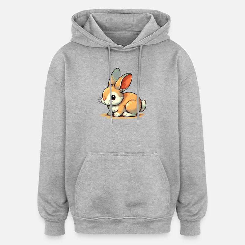 Lapin - Sweat à capuche oversize unisexe - gris chiné
