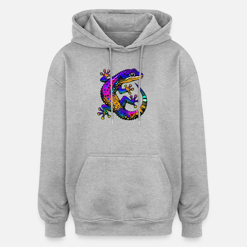 Gecko - Sweat à capuche oversize unisexe - gris chiné