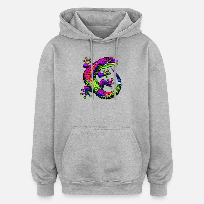 Gecko - Sweat à capuche oversize unisexe - gris chiné