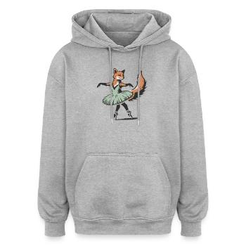 bezaubernder Fuchs im Stencil-Stil im Ballettkleid - Oversized Unisex Hoodie - Grau meliert - Vorne - Noah (186cm)