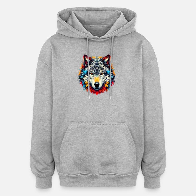 Loup - Sweat à capuche oversize unisexe - gris chiné