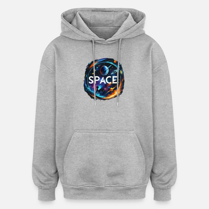 Space - Sweat à capuche oversize unisexe - gris chiné