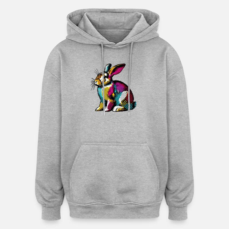 Lapin - Sweat à capuche oversize unisexe - gris chiné