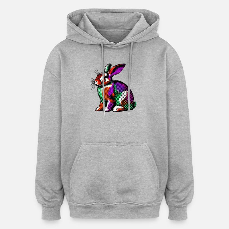 Lapin - Sweat à capuche oversize unisexe - gris chiné