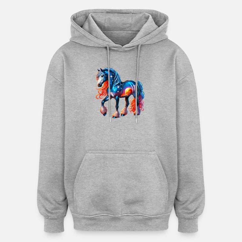 Cheval - Sweat à capuche oversize unisexe - gris chiné