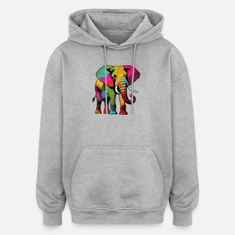 Éléphant - Sweat à capuche oversize unisexe - gris chiné