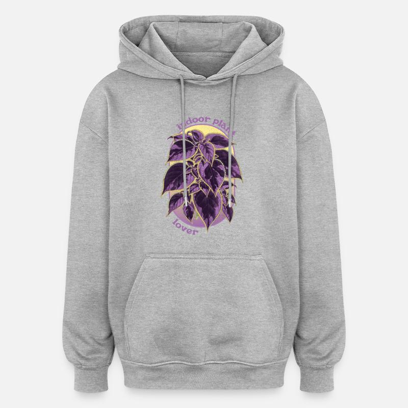 Motif d’amant de plantes d’intérieur - Sweat à capuche oversize unisexe - gris chiné