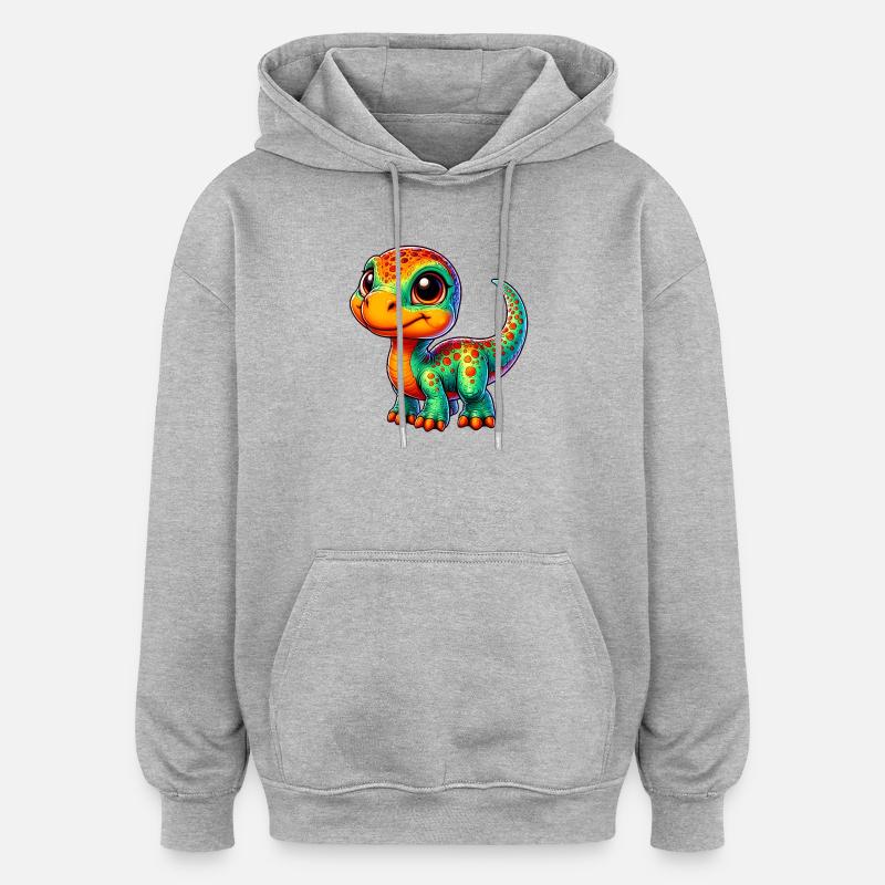 Dinosaurier - Oversized Unisex Hoodie - Grau meliert