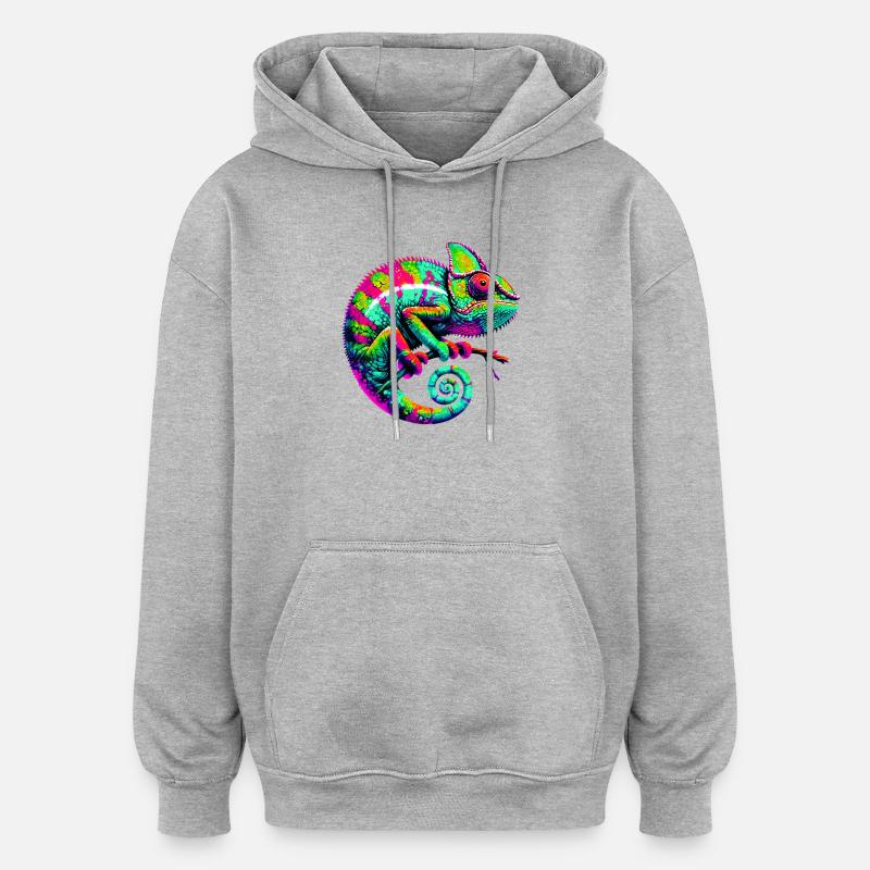 Caméléon - Sweat à capuche oversize unisexe - gris chiné