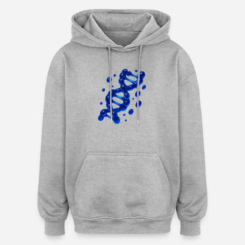 3D DNA Helix Molekyle Blå - Oversize unisex hoodie - grå meleret