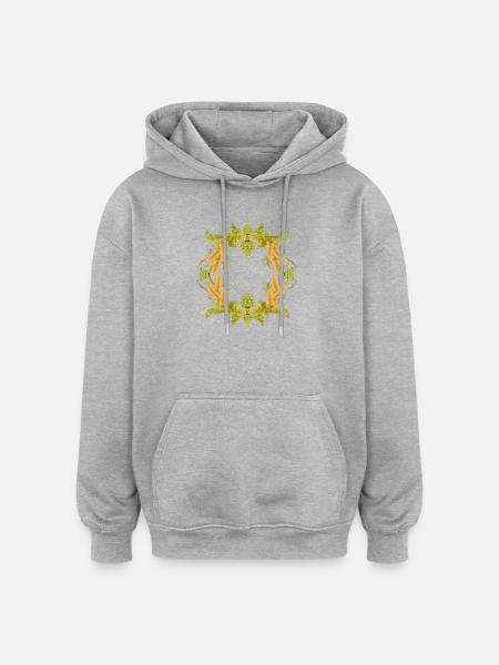 Hop frame with ears of corn – beer lover motif - Oversized Unisex Hoodie - heather grey