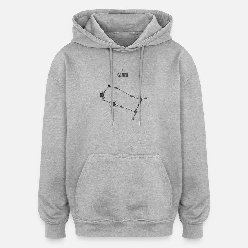 Zwillinge Sternzeichen Sternbild Schwarz & Grau - Oversized Unisex Hoodie - Grau meliert