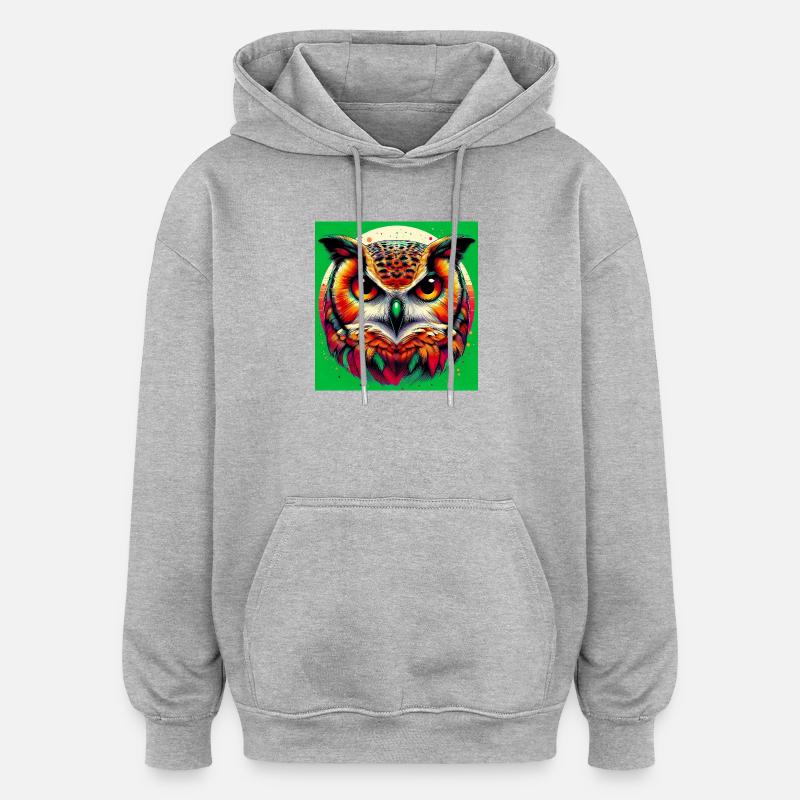 hibou - Sweat à capuche oversize unisexe - gris chiné