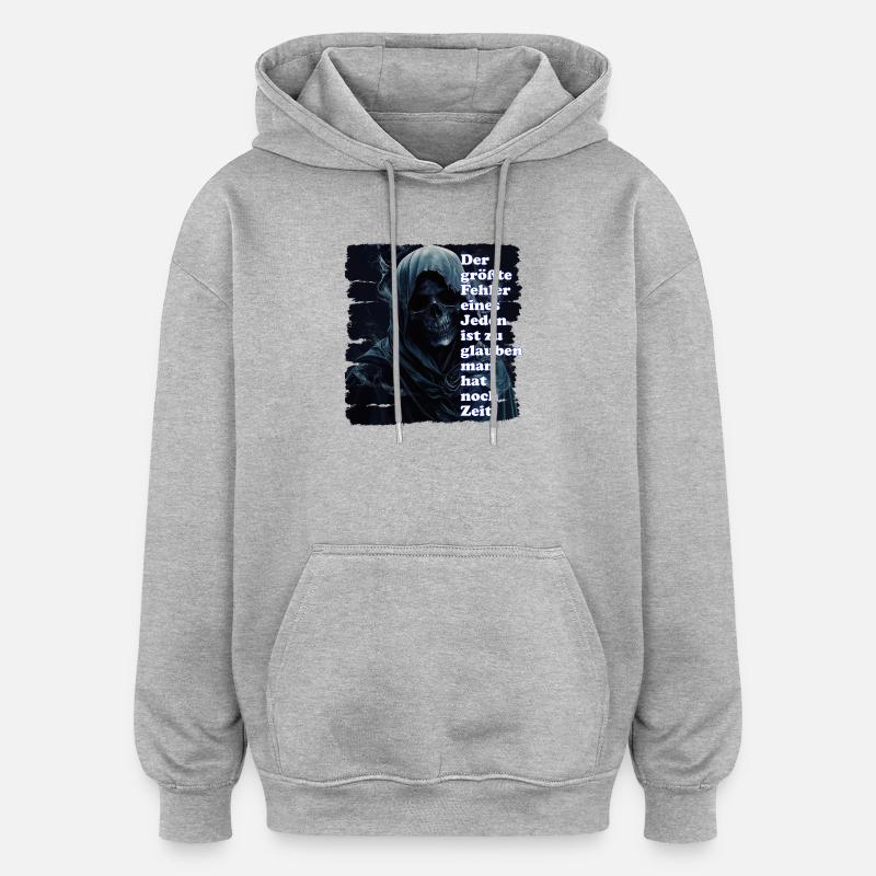 Crâne mystique avec citation - Sweat à capuche oversize unisexe - gris chiné