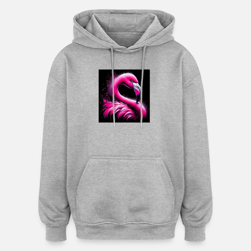 Flamant - Sweat à capuche oversize unisexe - gris chiné