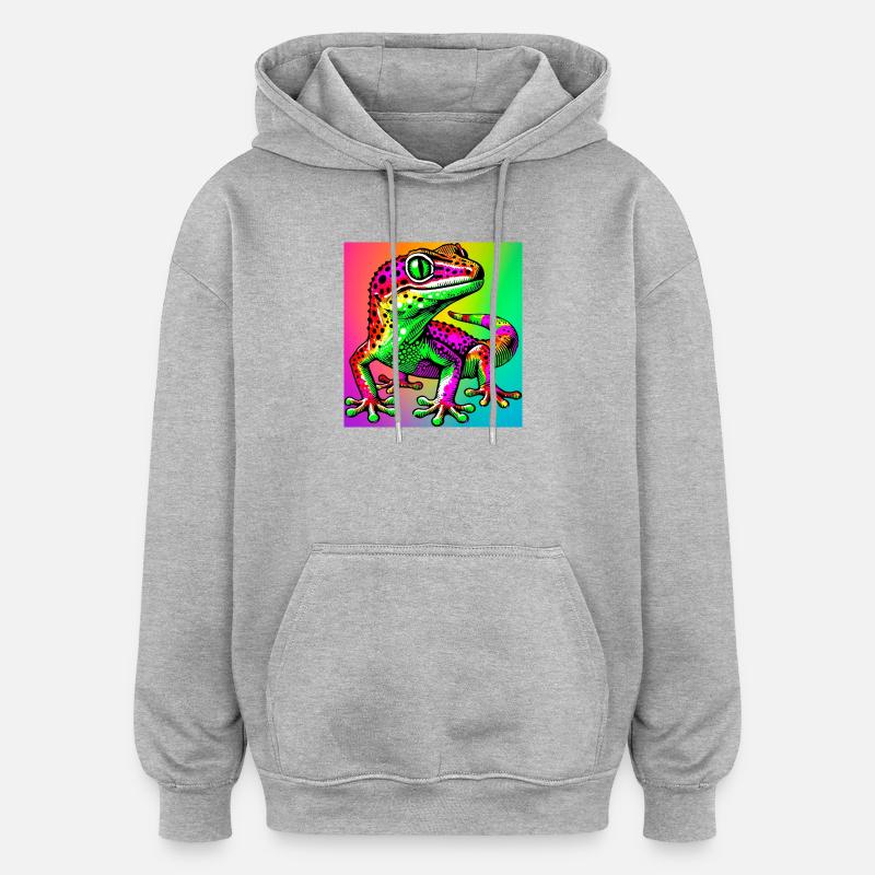 Gecko - Sweat à capuche oversize unisexe - gris chiné