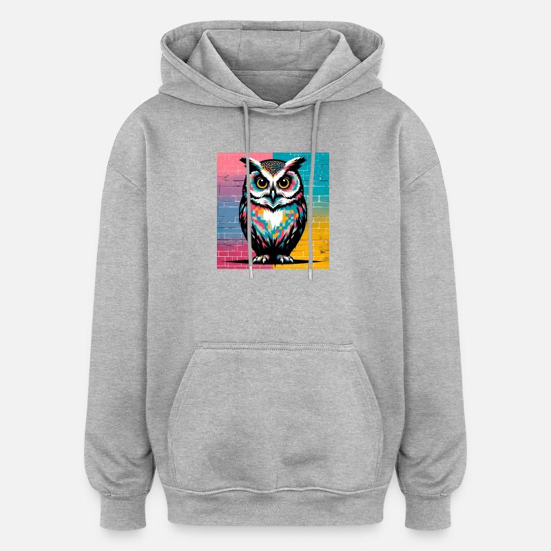 hibou - Sweat à capuche oversize unisexe - gris chiné