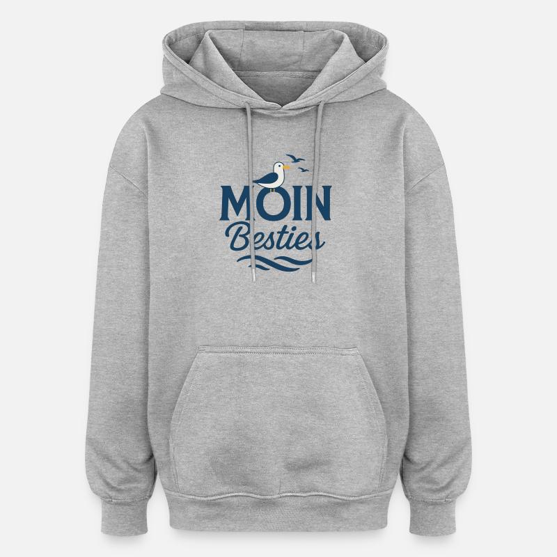 Moin Besties Salutation de la mer - Sweat à capuche oversize unisexe - gris chiné