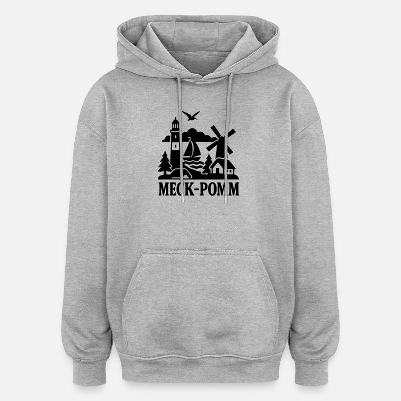 Meckpomm Silhouette - Sweat à capuche oversize unisexe - gris chiné