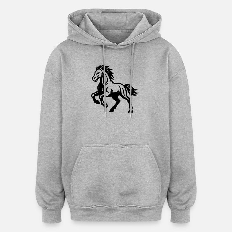 Cheval - Sweat à capuche oversize unisexe - gris chiné