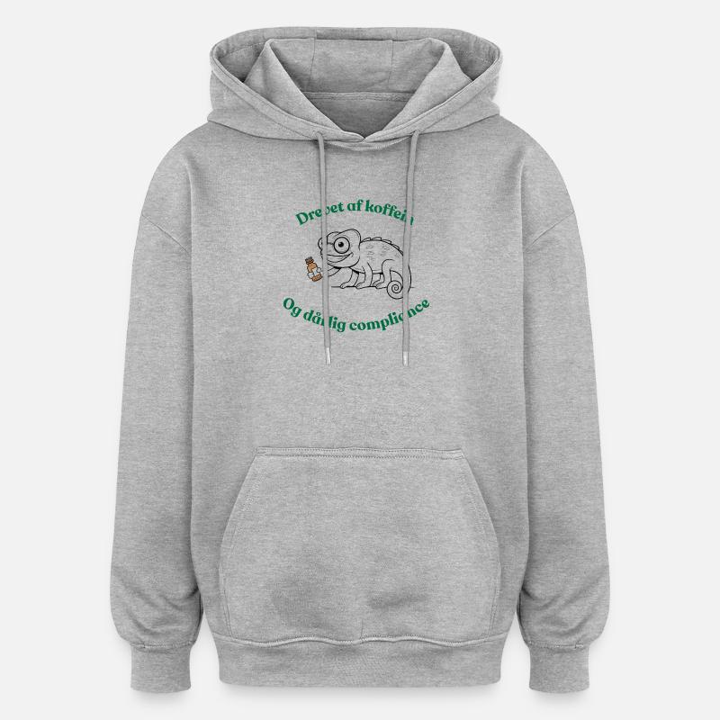 Powered by Caffeine - Fun Design - Oversized Unisex Hoodie - heather grey