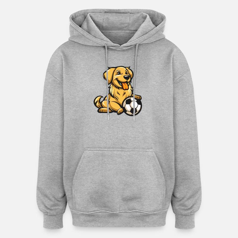 Chien drôle avec balle - Sweat à capuche oversize unisexe - gris chiné