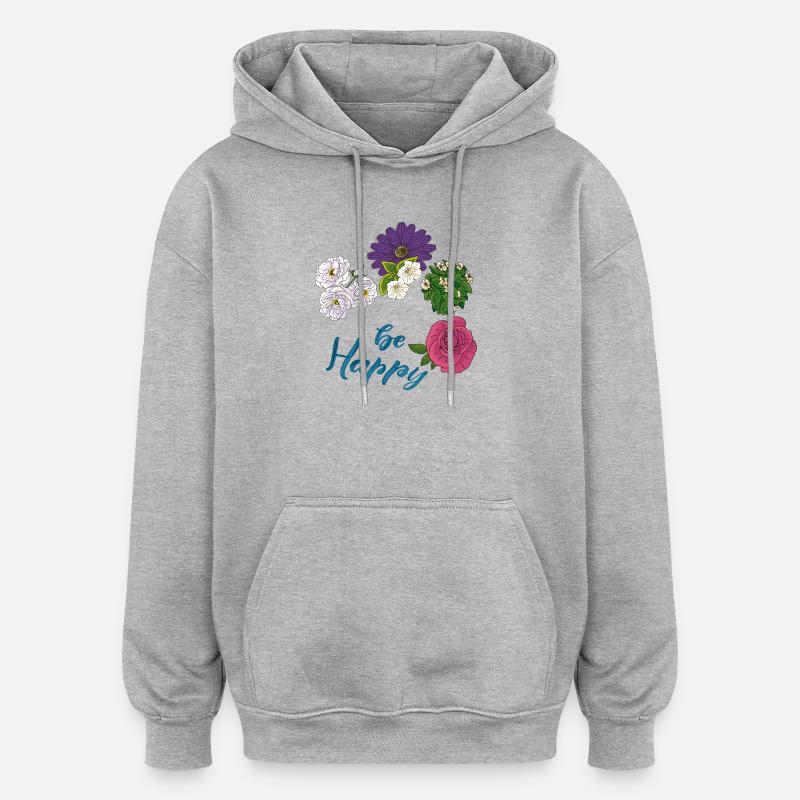 Sois heureux - Sweat à capuche oversize unisexe - gris chiné