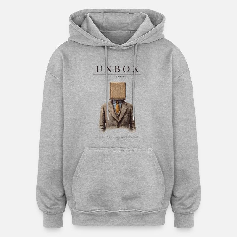 Unbox Your Mind - Sweat à capuche oversize unisexe - gris chiné