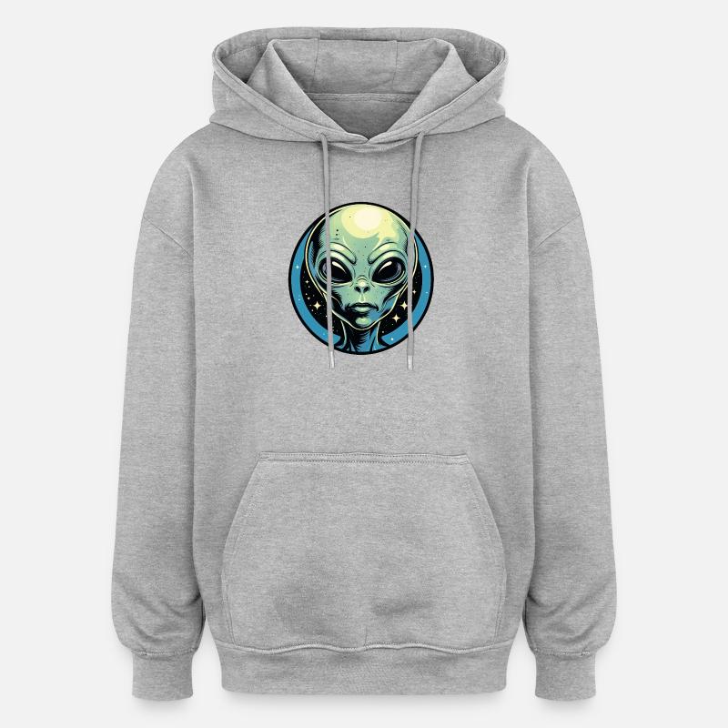 Alien Head dans le Cercle Cosmique - Sweat à capuche oversize unisexe - gris chiné