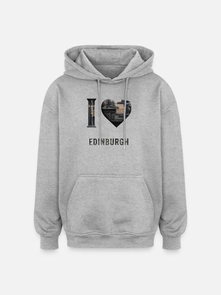 I Love Edinburgh – Stone City Architecture - Oversized Unisex Hoodie - heather grey