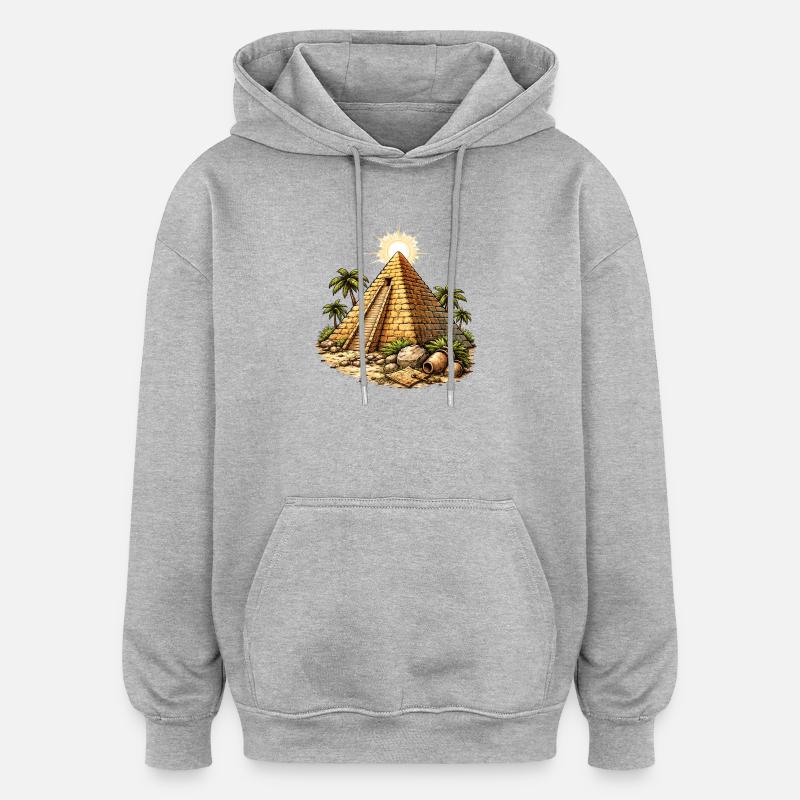 Pyramide Tempel - Oversized Unisex Hoodie - Grau meliert