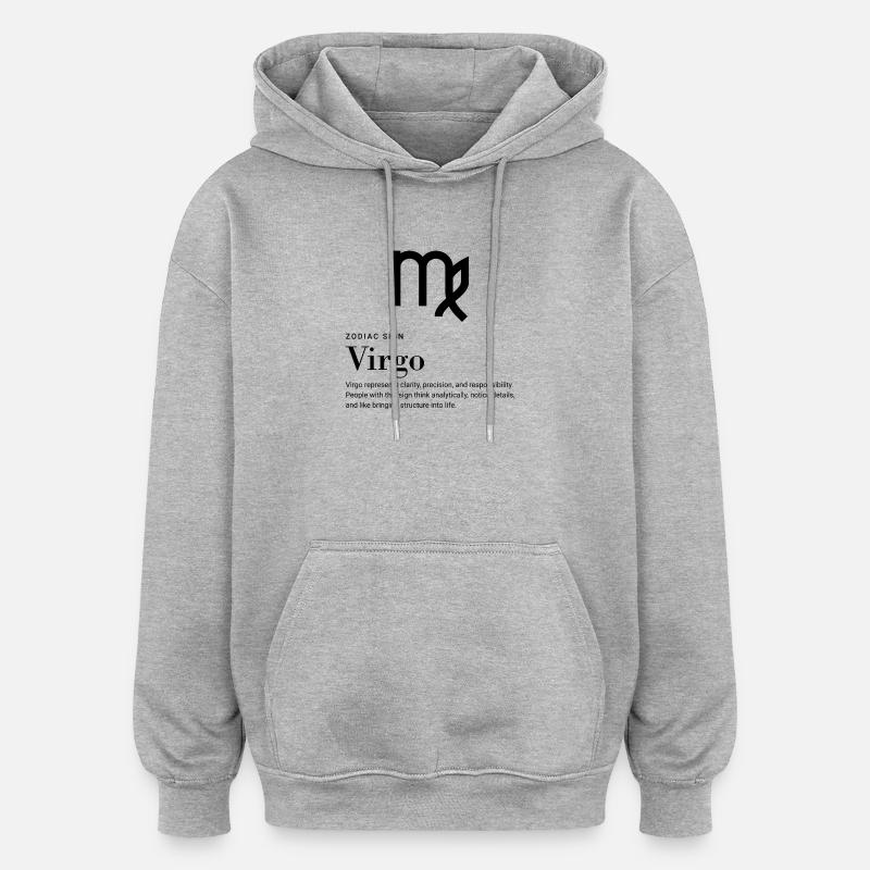 Vierge - Signe du zodiaque - Sweat à capuche oversize unisexe - gris chiné