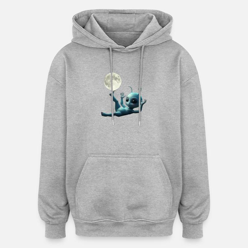 Bébé extraterrestre au décollage - Sweat à capuche oversize unisexe - gris chiné