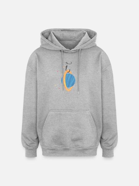 Planet am Haken (3/3) - Oversized Unisex Hoodie - Grau meliert