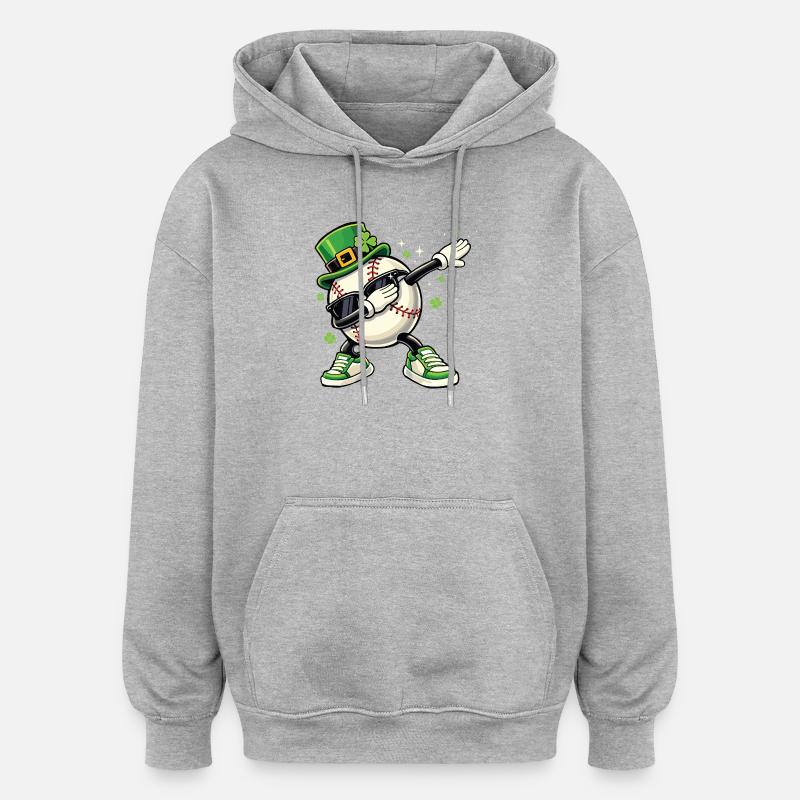Basebollleprechaun St Patrick's - Oversized luvtröja unisex - gråmelerad