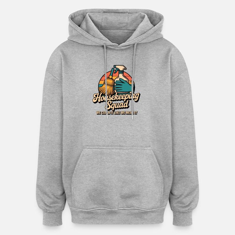 Conception de nettoyage amusante - Sweat à capuche oversize unisexe - gris chiné