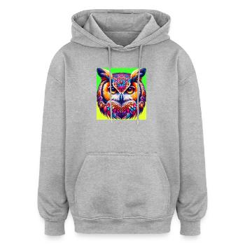 Eule - Oversized Unisex Hoodie - Grau meliert - Vorne - Noah (186cm)