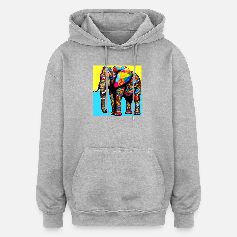 éléphant - Sweat à capuche oversize unisexe - gris chiné