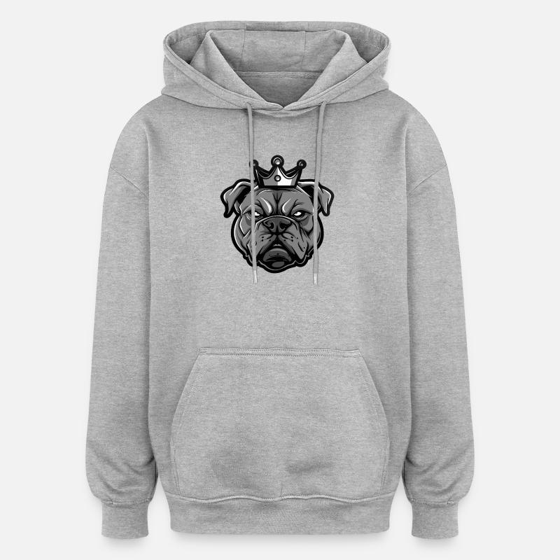Couronne de chien mastiff - Sweat à capuche oversize unisexe - gris chiné