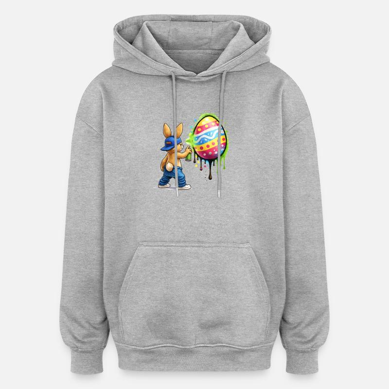 Graffiti bunny with Easter egg - Oversized Unisex Hoodie - heather grey