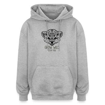 Pousser sauvagement. Reste toi - Sweat à capuche oversize unisexe - gris chiné - Devant - Noah (186cm)