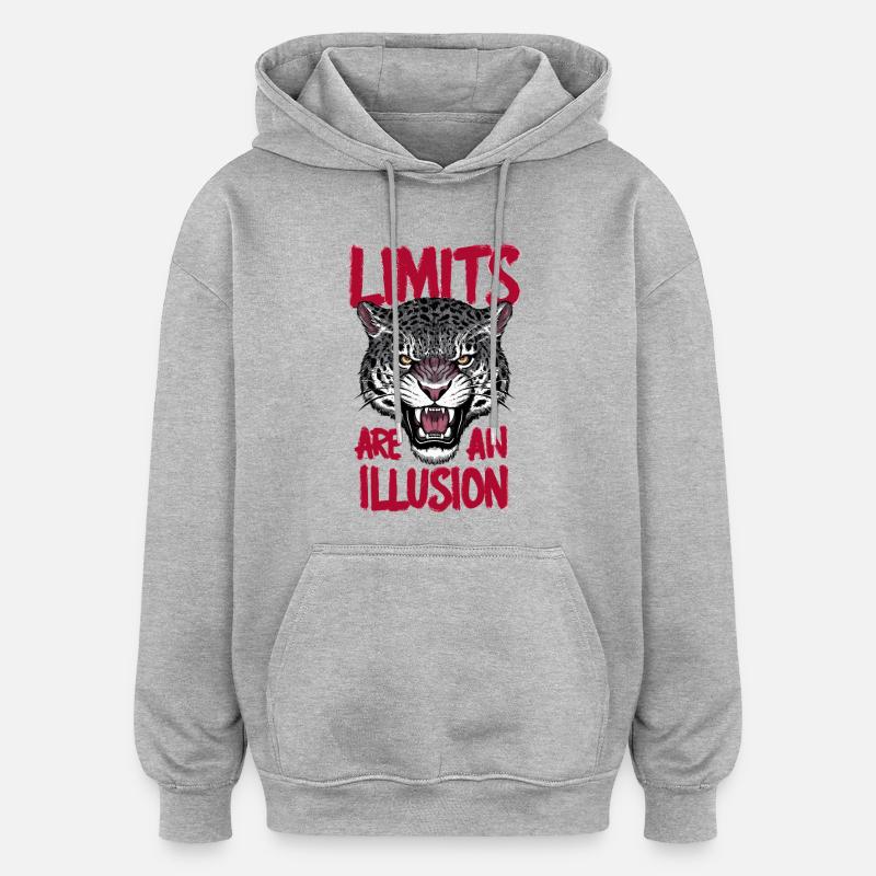 Grenzen sind eine Illusion - Oversized Unisex Hoodie - Grau meliert