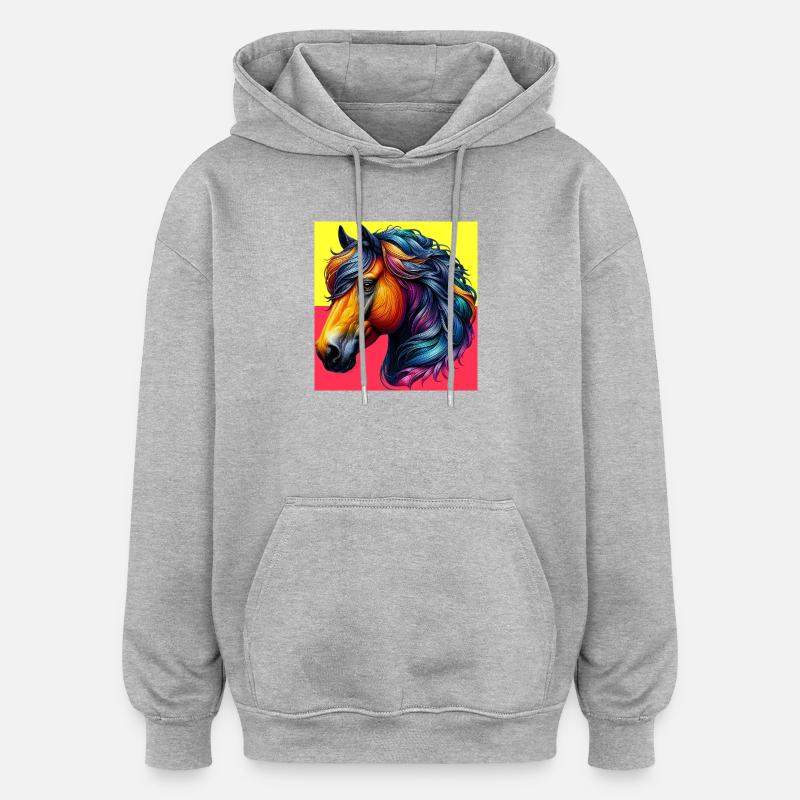 cheval - Sweat à capuche oversize unisexe - gris chiné